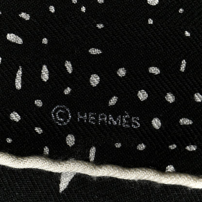Hermes Silk Cashmere Clair De Lune Shawl 140 Black White 4 of 5