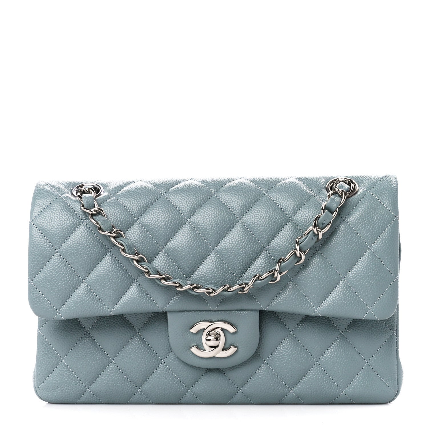 Chanel Caviar Quilted Small Double Flap Light Blue 1 of 11
