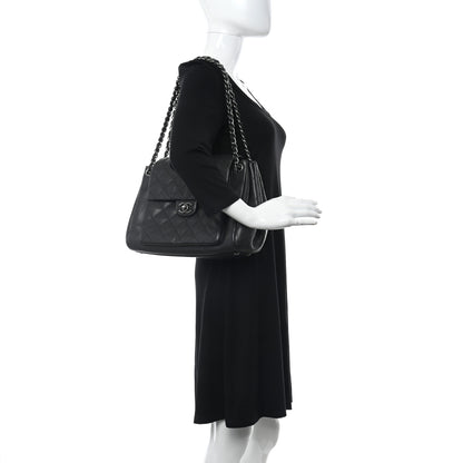 Chanel Caviar Quilted CC Accordion Shopping Bag Black 2 of 12
