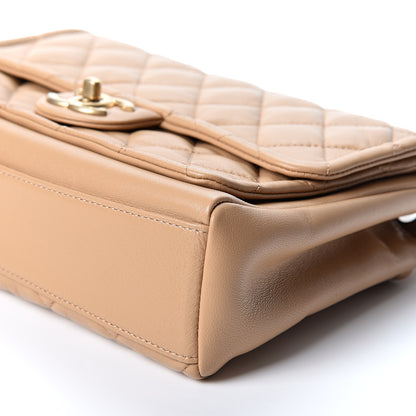 Chanel Lambskin Quilted Medium Linked In Flap Beige 9 of 9