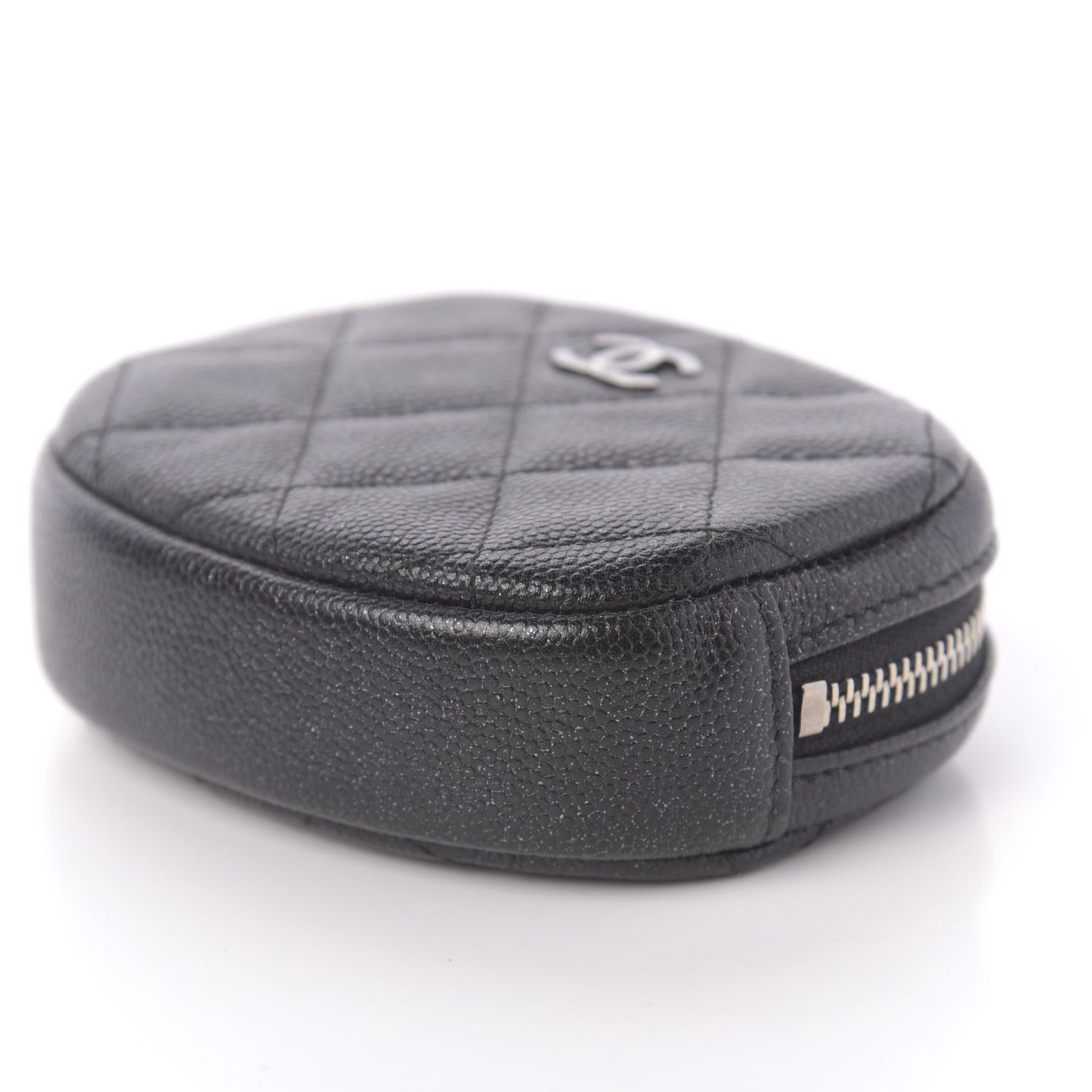 Iridescent Caviar Quilted Zip Around Classic Coin Purse Black