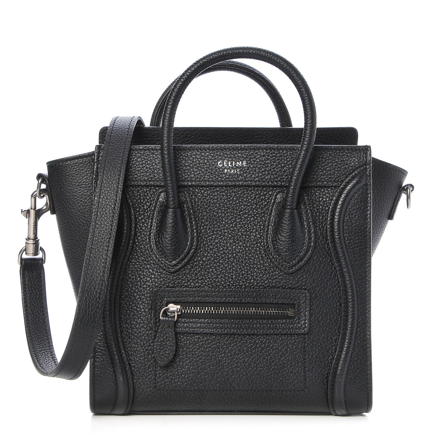 Celine Drummed Calfskin Nano Luggage Black 1 of 7
