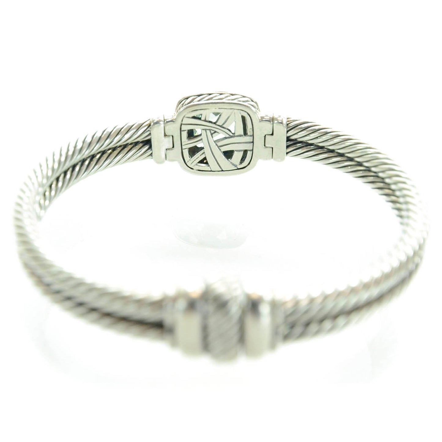 Sterling Silver Diamond Prasiolite 10mm Albion Cable Bracelet