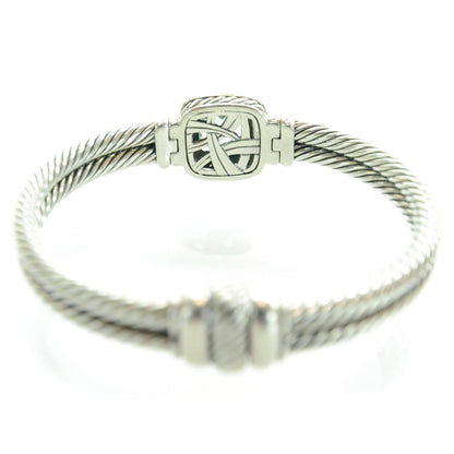 David Yurman Sterling Silver Diamond Prasiolite 10mm Albion Cable Bracelet 3 of 6