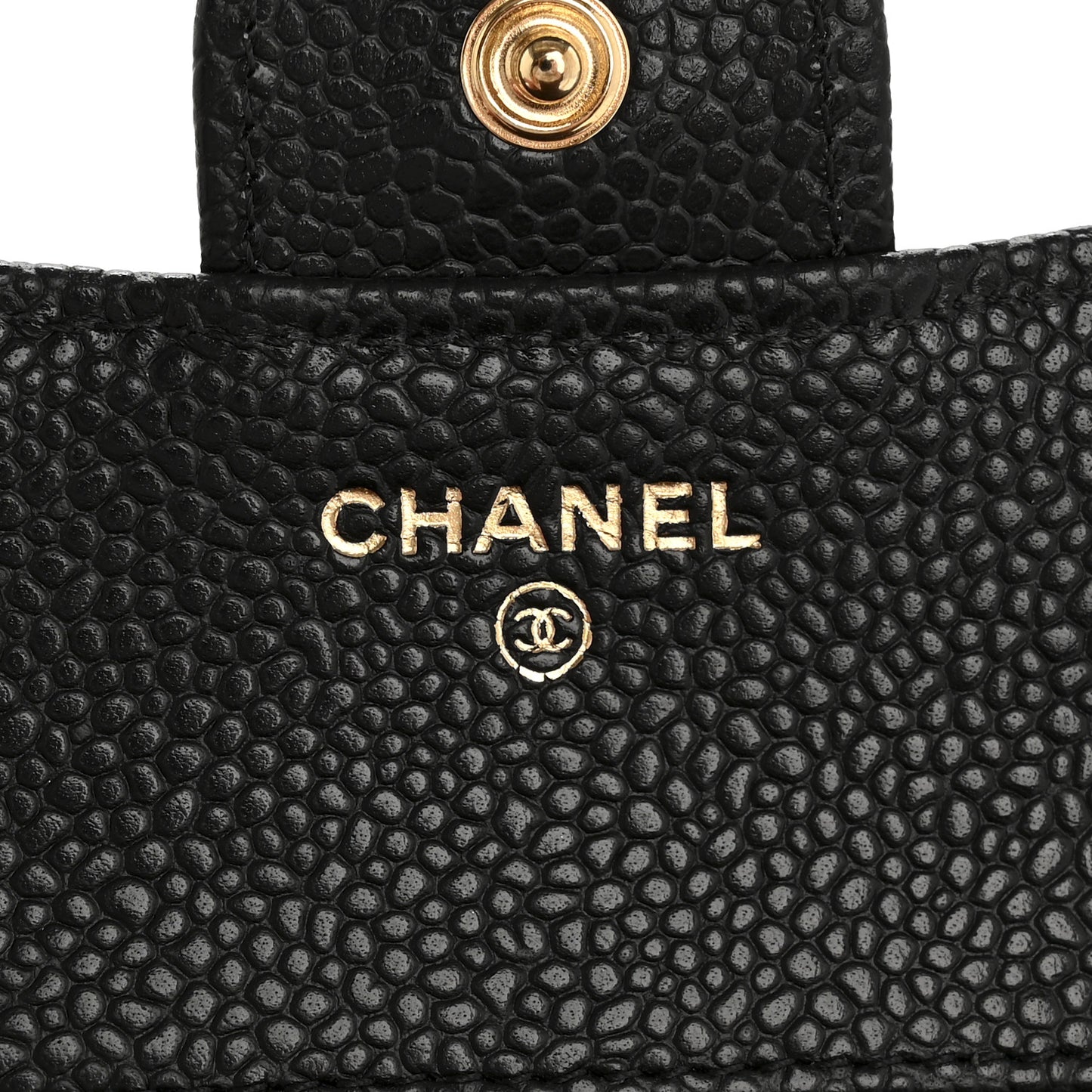Caviar Quilted Compact Flap Wallet Black