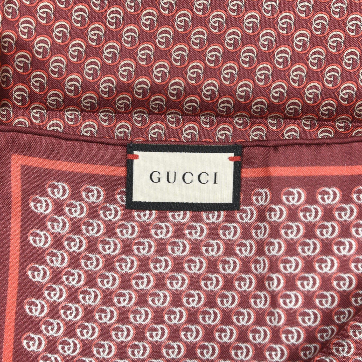 Gucci Silk Interlocking G Heart Square Scarf Red 2 of 3