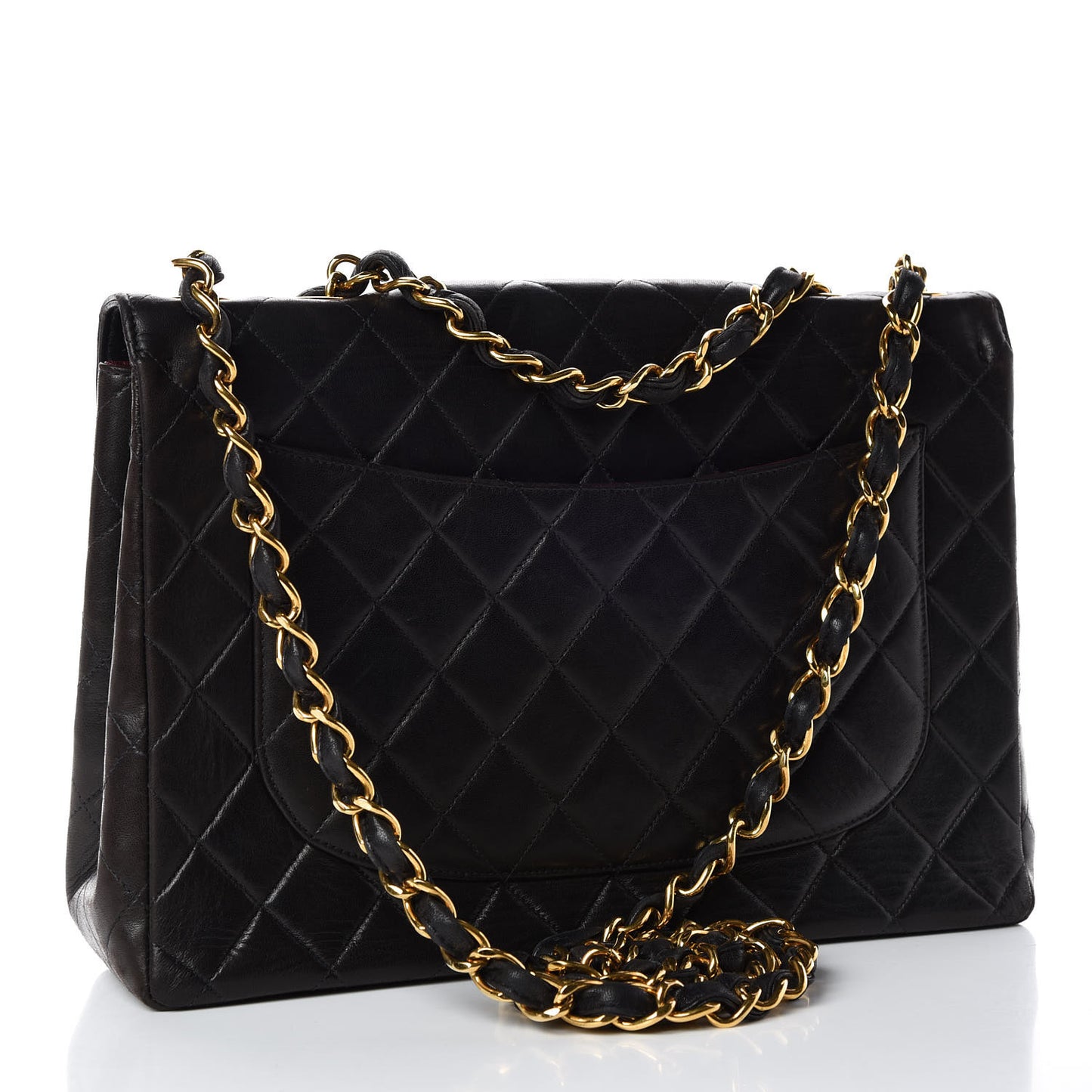 Lambskin Quilted XL Jumbo Single Flap Black