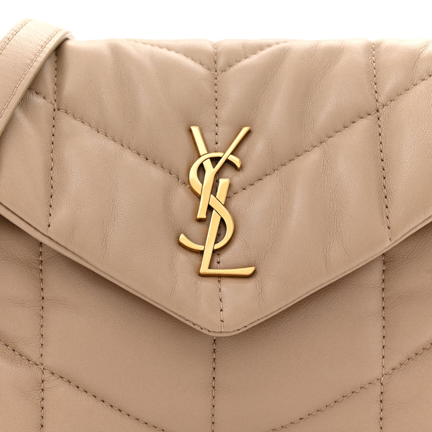 Lambskin Quilted Toy Loulou Puffer Monogram Chain Satchel Dark Beige
