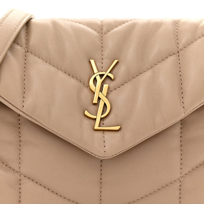 Saint Laurent Lambskin Quilted Toy Loulou Puffer Monogram Chain Satchel Dark Beige 8 of 10