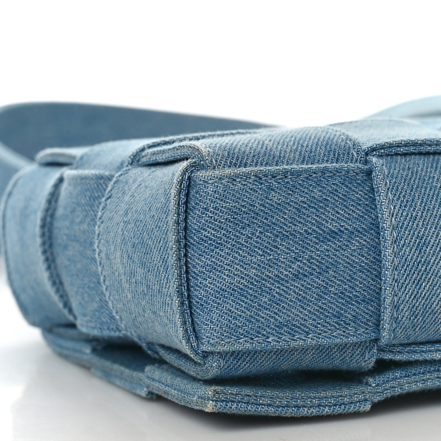 Denim Maxi Intrecciato Cassette Crossbody Bag Washed Indigo