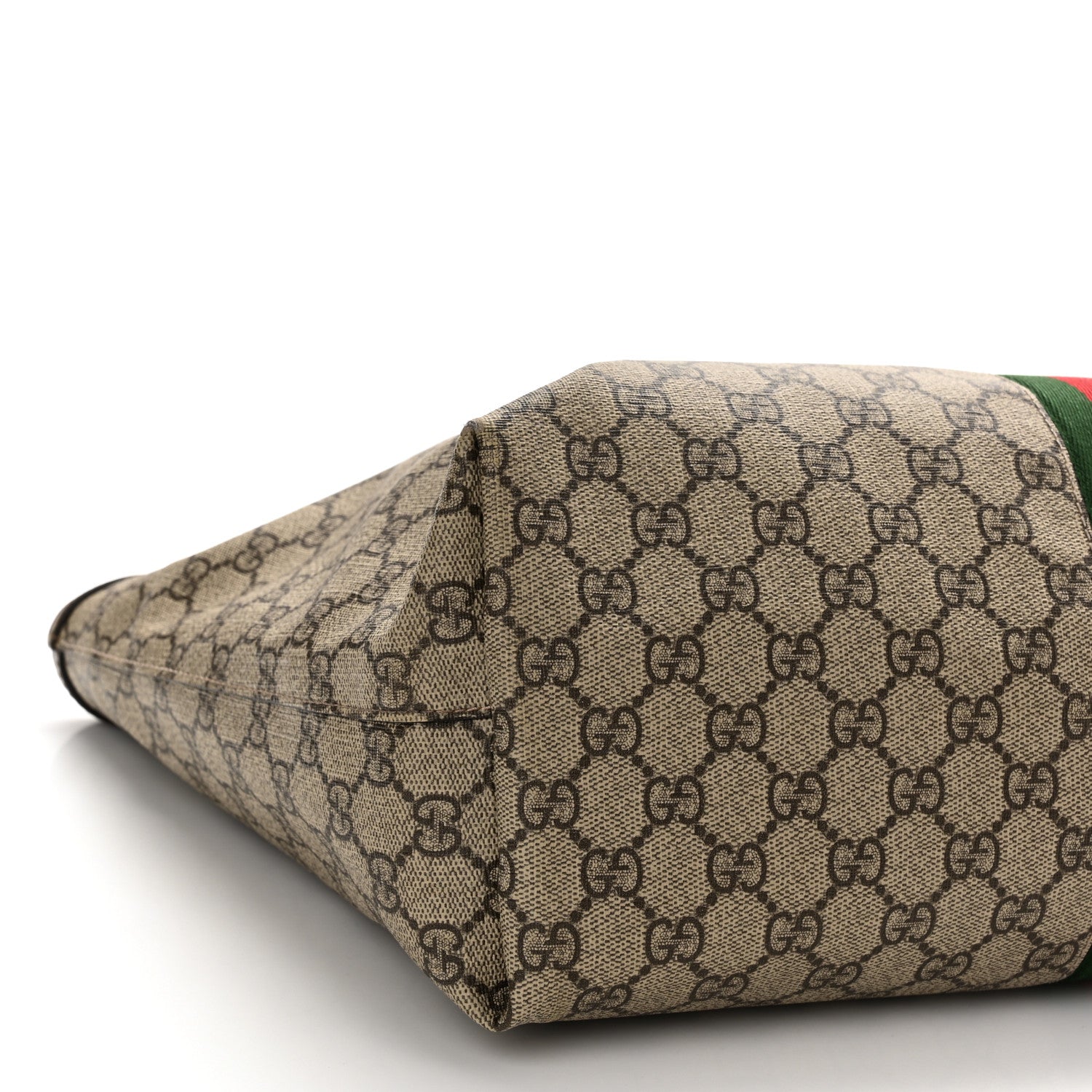 Gucci GG Supreme Monogram Textured Calfskin Web Medium Ophidia Shopping Tote Beige Ebony New Acero 10 of 11