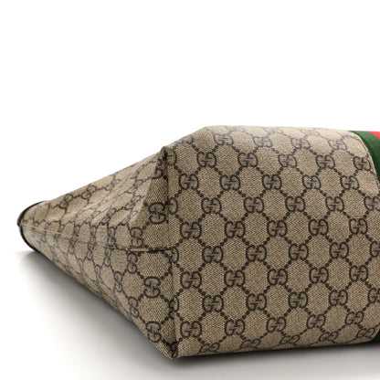 Gucci GG Supreme Monogram Textured Calfskin Web Medium Ophidia Shopping Tote Beige Ebony New Acero 10 of 11