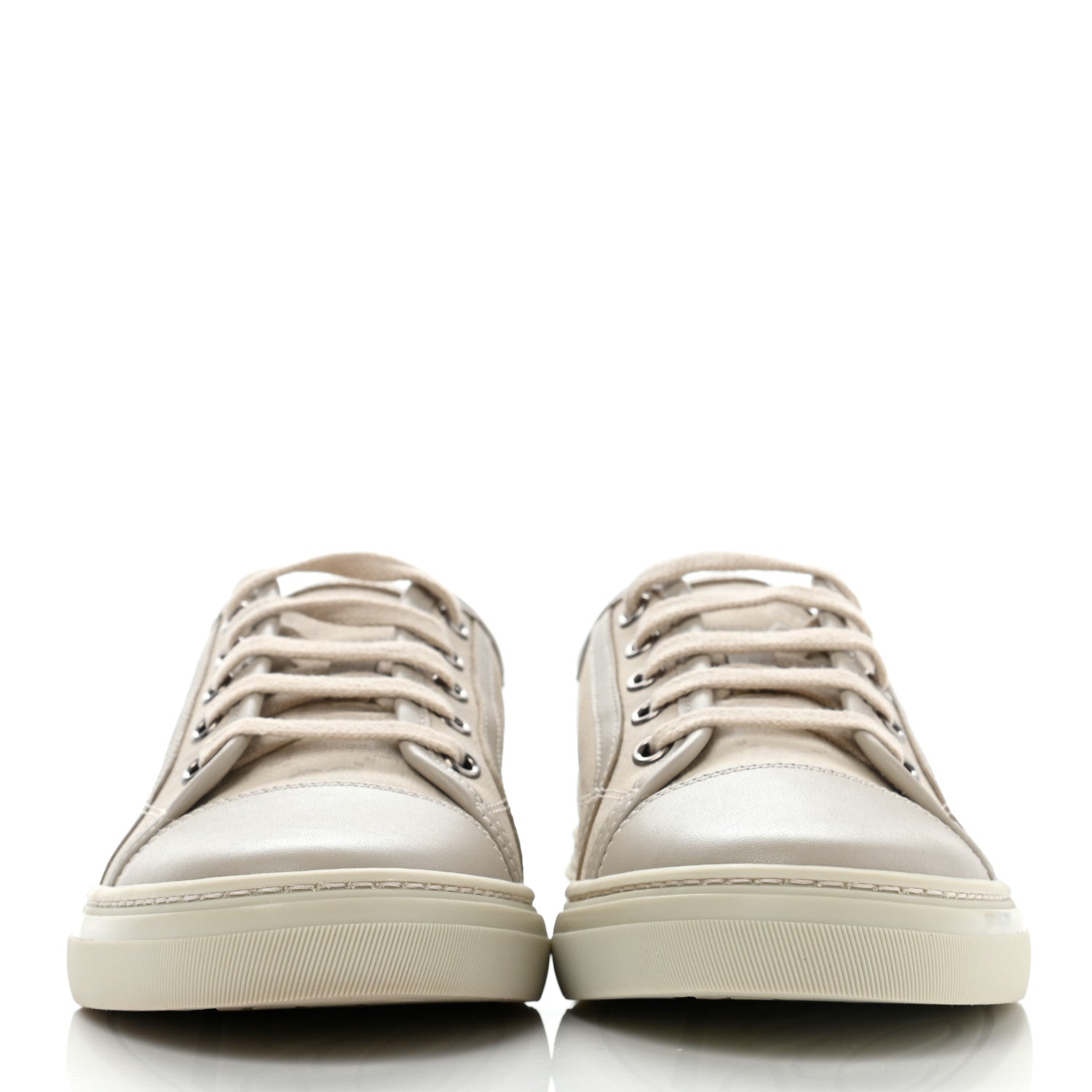Gucci Washed Cotton GG Monogram Calfskin Womens Low Top Sneakers 37 White Mystic White Great White 2 of 8