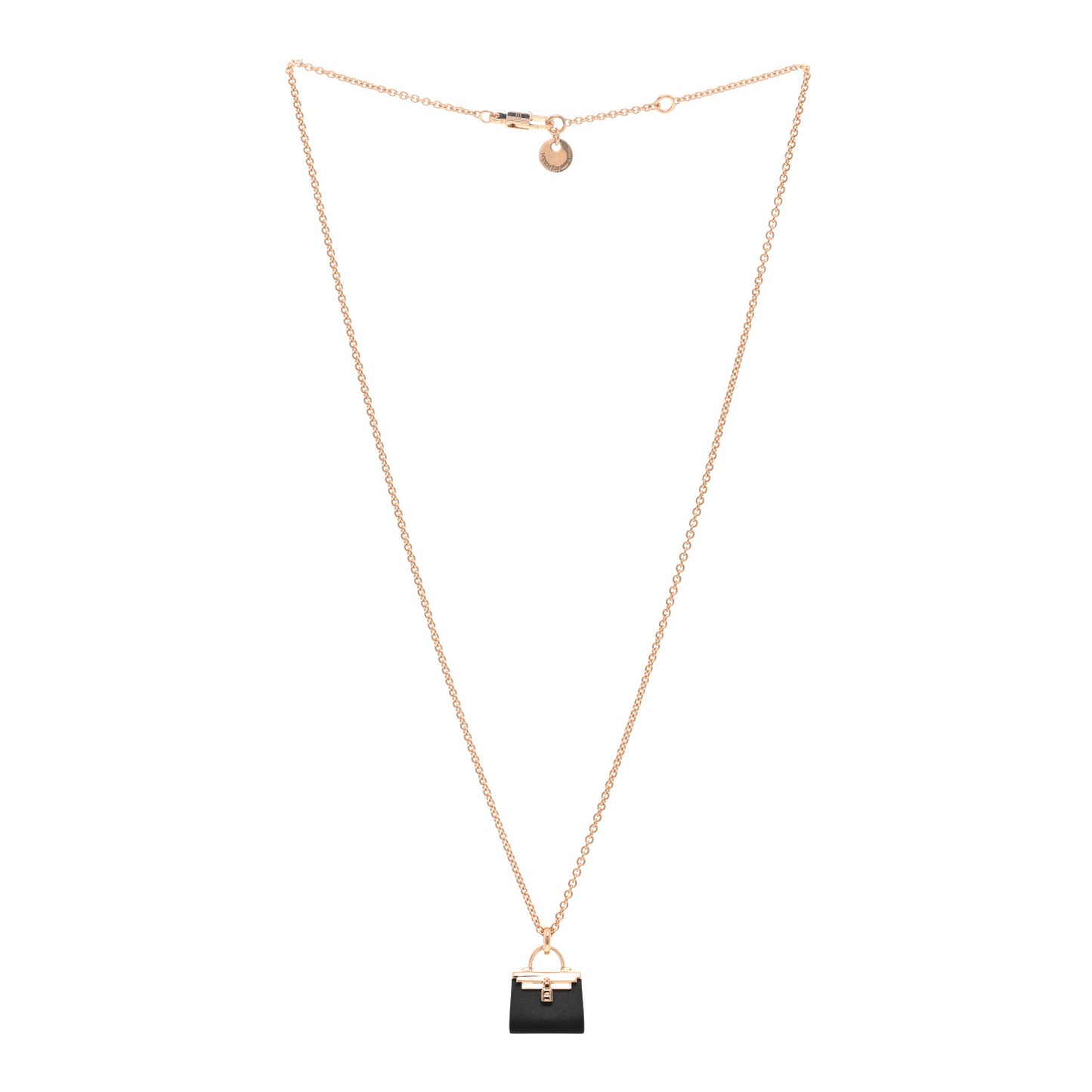 18K Rose Gold Black Jade Kelly Amulettes Pendant Necklace