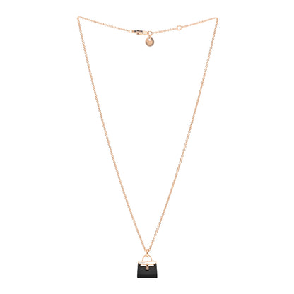 Hermes 18K Rose Gold Black Jade Kelly Amulettes Pendant Necklace 3 of 4