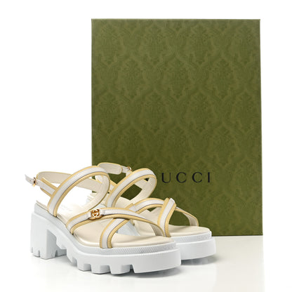 Gucci Nappa Platform Lug Sole Sandals 37 White Butter 9 of 9