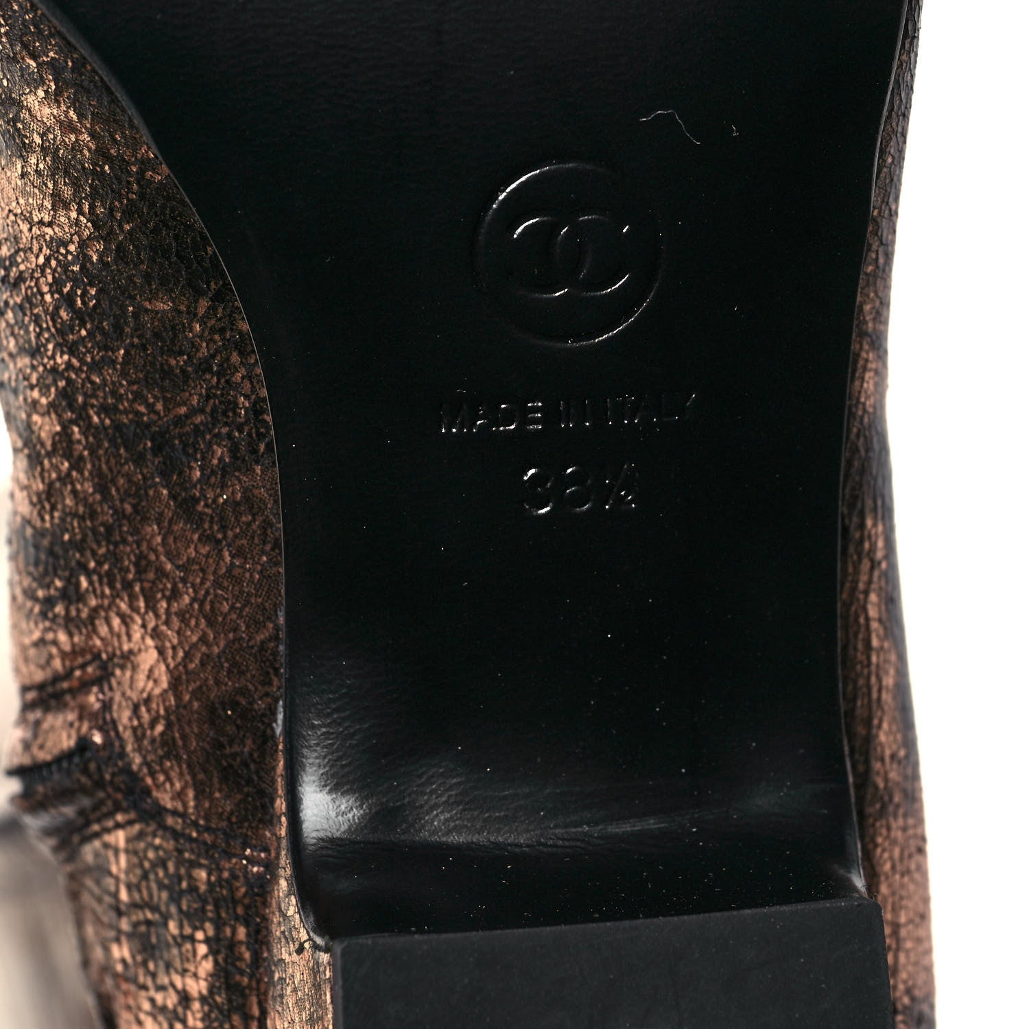 Chanel Metallic Lambskin Over the Knee Boots 38.5 Gold Black 6 of 8