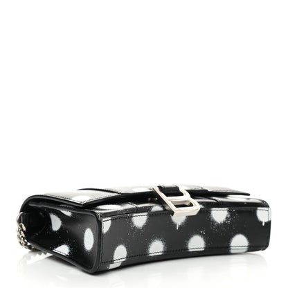 Balenciaga Shiny Box Calfskin Polka Dot Hourglass Chain Bag Black White 4 of 9