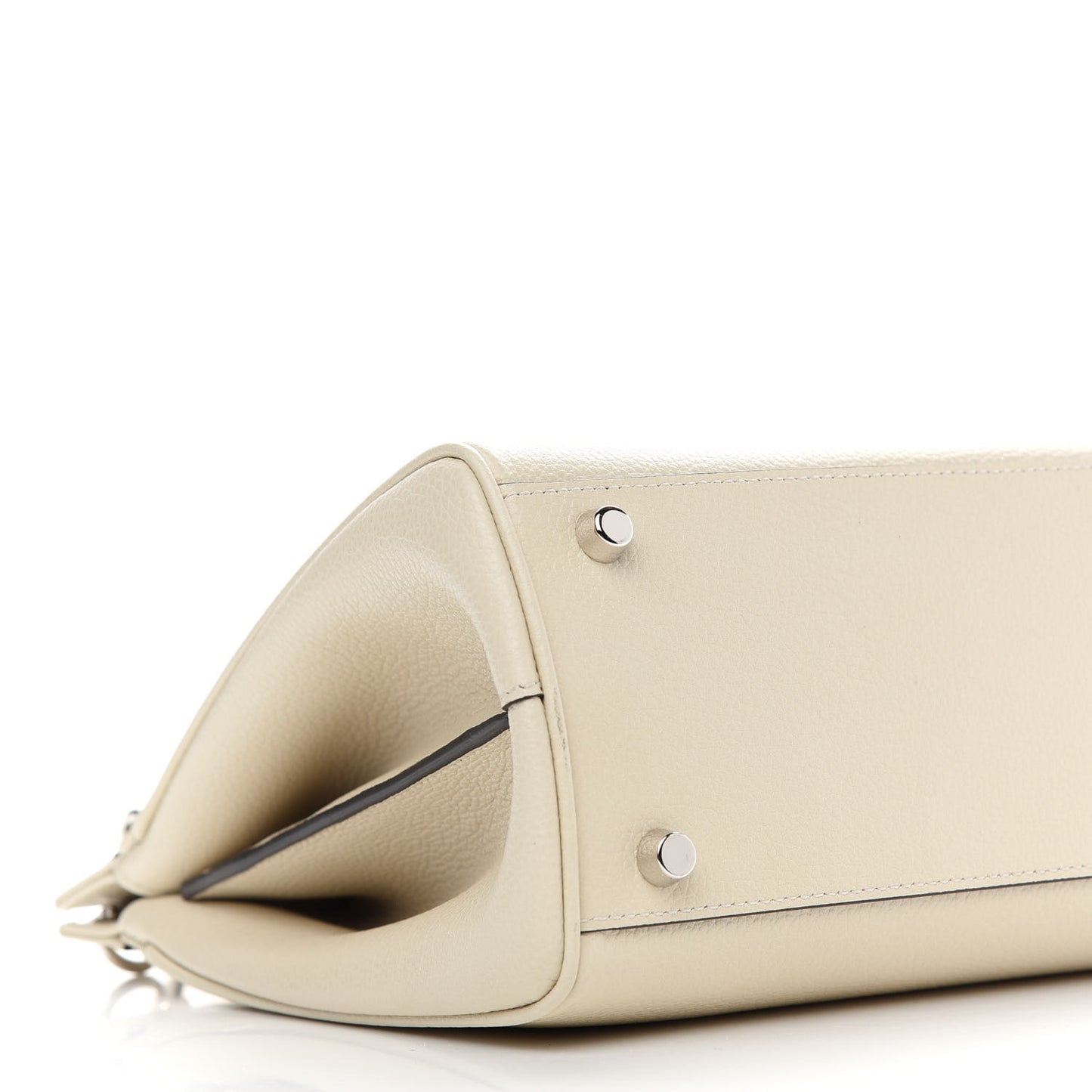 Grainy Calfskin Small Zumi Top Handle Bag Mystic White