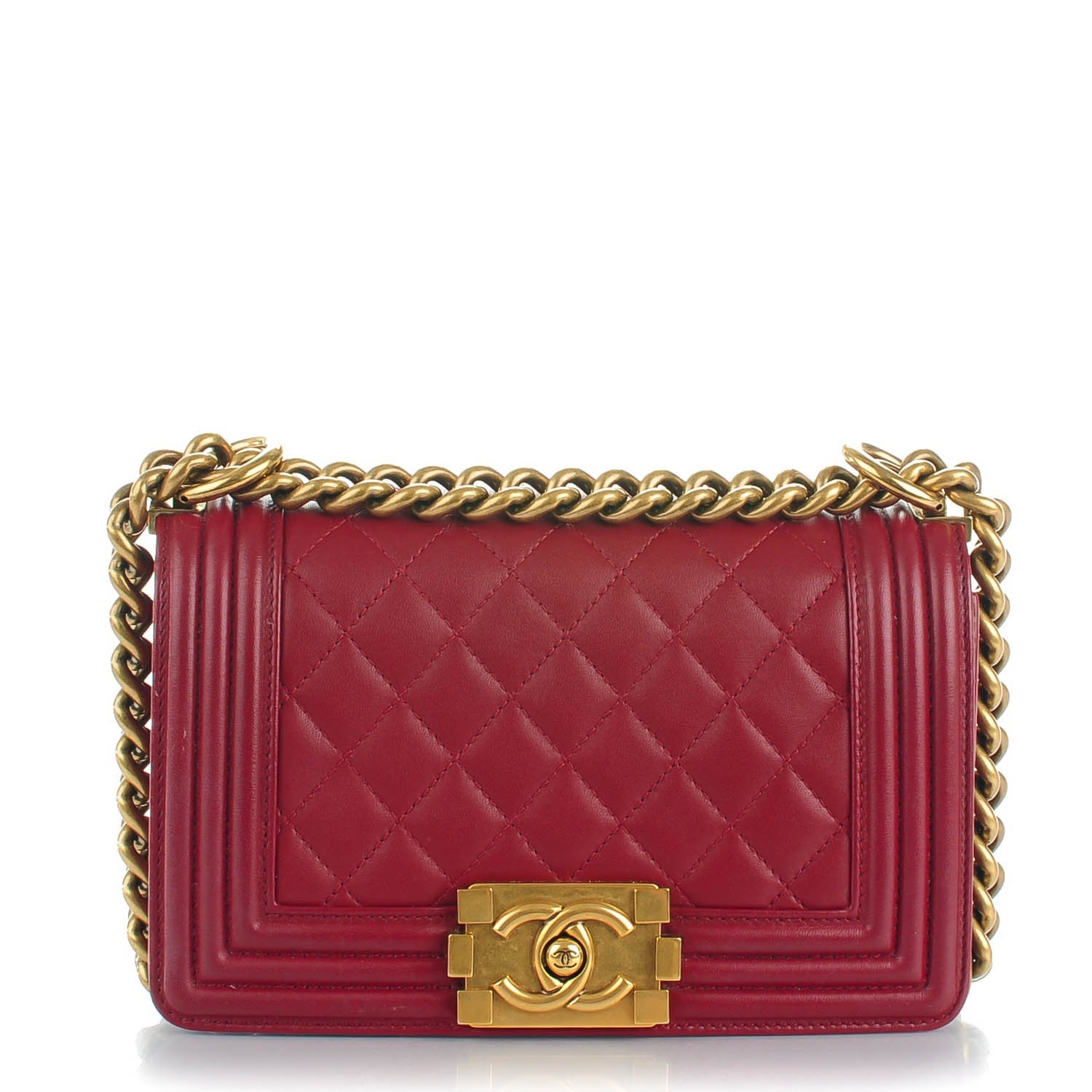 Chanel Lambskin Quilted Small Boy Flap Dark Red 1 of 8