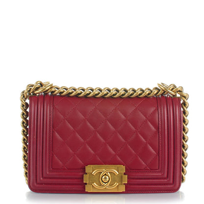 Chanel Lambskin Quilted Small Boy Flap Dark Red 1 of 8