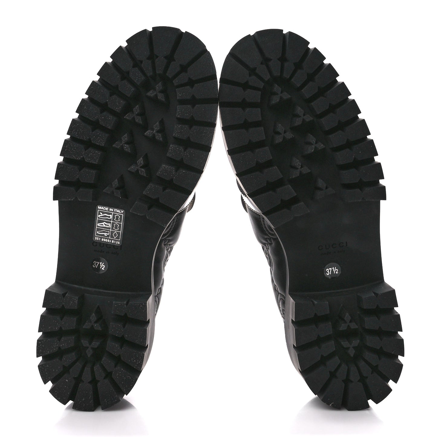 Nappa Cordovan Lux GG Matelasse Buckled Platform Lug Sole 60mm Loafers 37.5 Black
