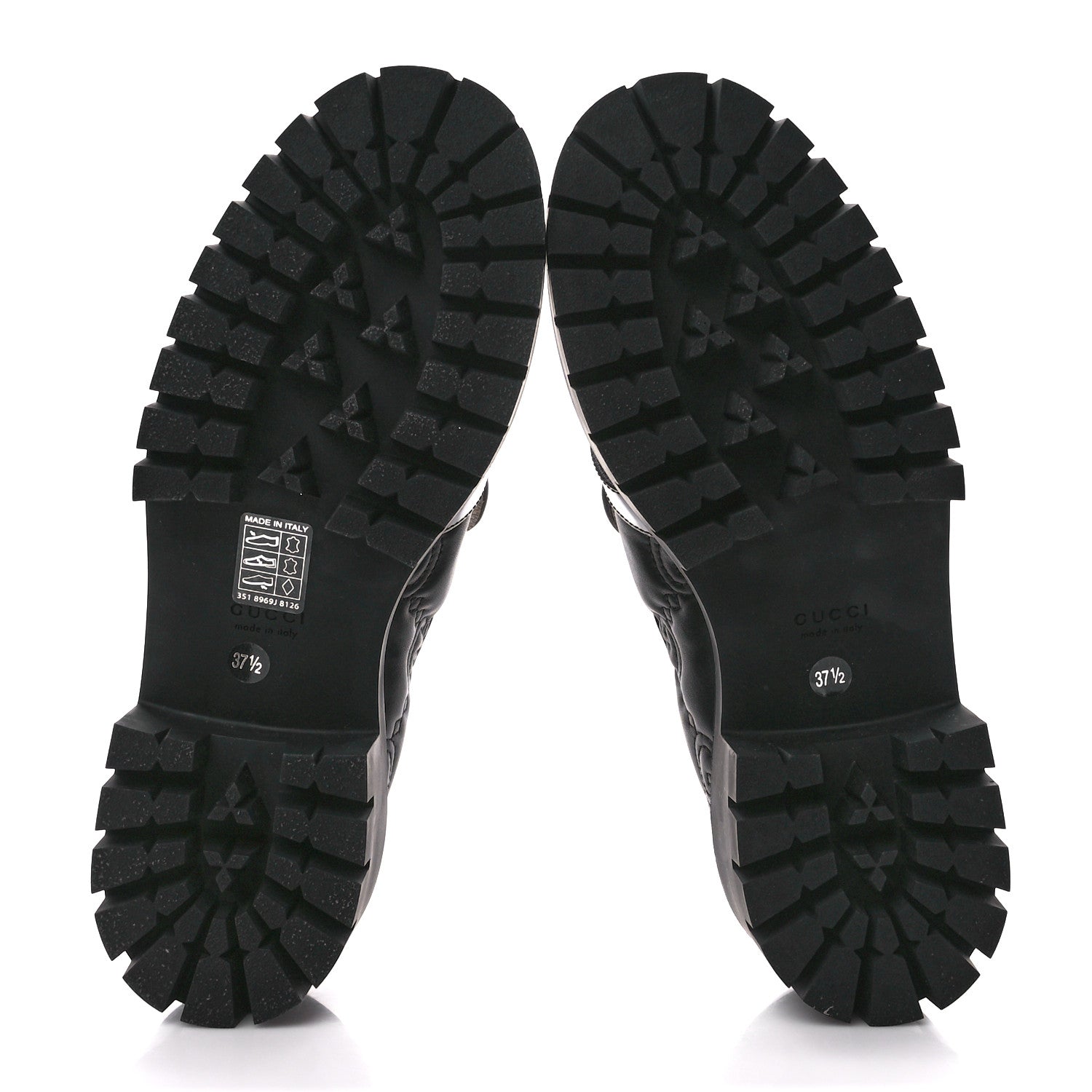 Gucci Nappa Cordovan Lux GG Matelasse Buckled Platform Lug Sole 60mm Loafers 37.5 Black 5 of 9