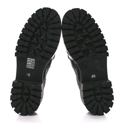 Gucci Nappa Cordovan Lux GG Matelasse Buckled Platform Lug Sole 60mm Loafers 37.5 Black 5 of 9