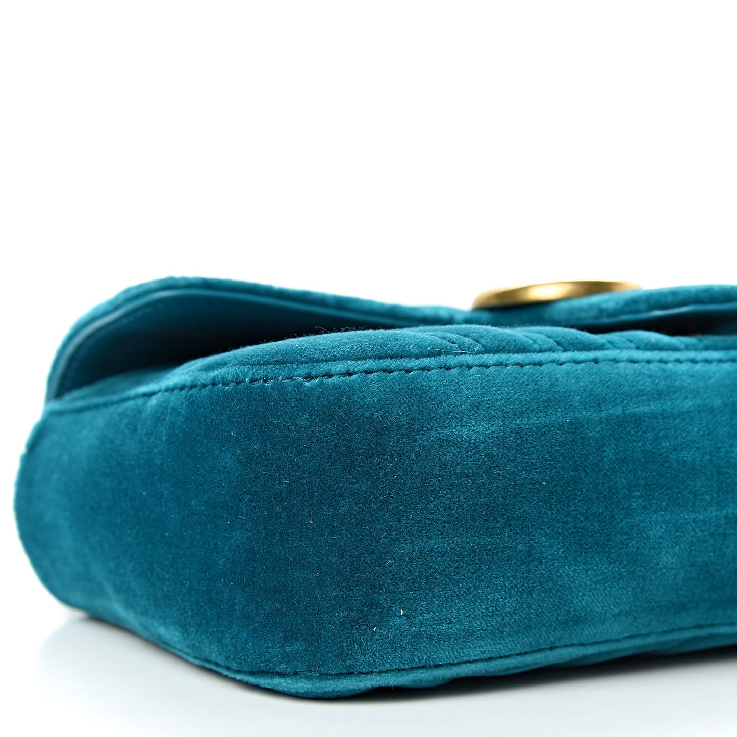 Velvet Matelasse Mini GG Marmont Shoulder Bag Pavone Cyan