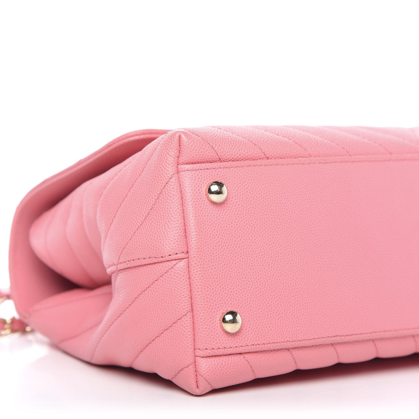 Caviar Chevron Quilted Small Coco Handle Flap Pink