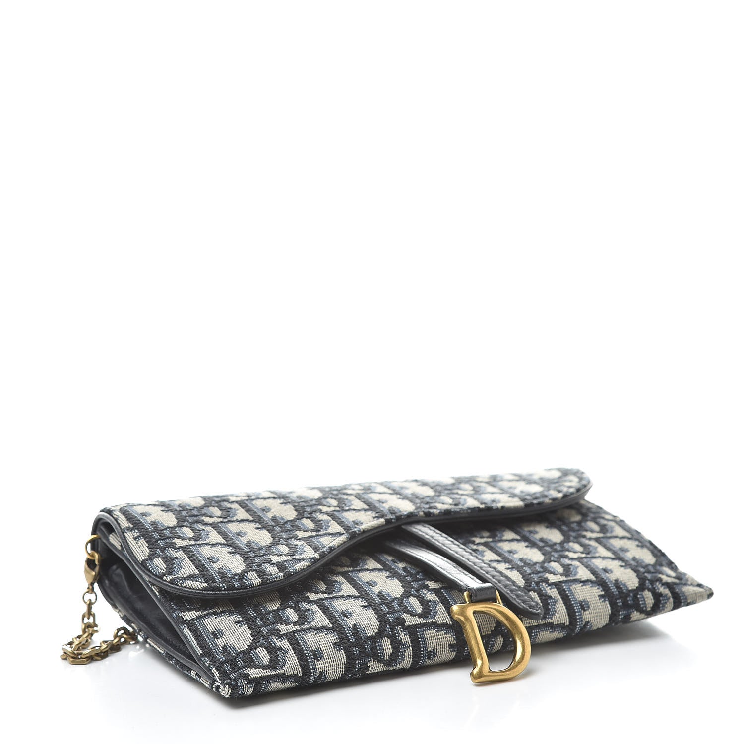 Christian Dior Oblique Saddle Chain Long Wallet Blue 4 of 12