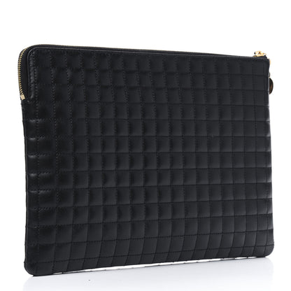 Celine Calfskin Quilted C Charm Pouch Black 2 of 4