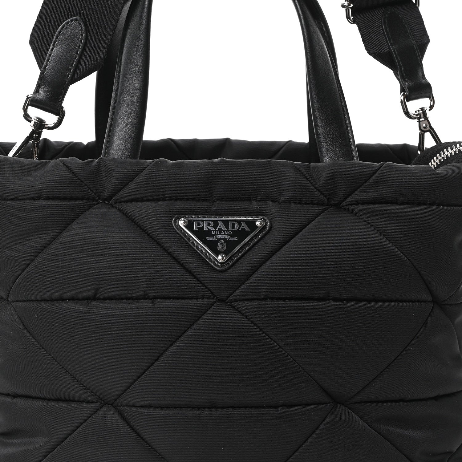 Prada Re-Nylon Nappa Triangle Quilted Padded Double Handled Zip