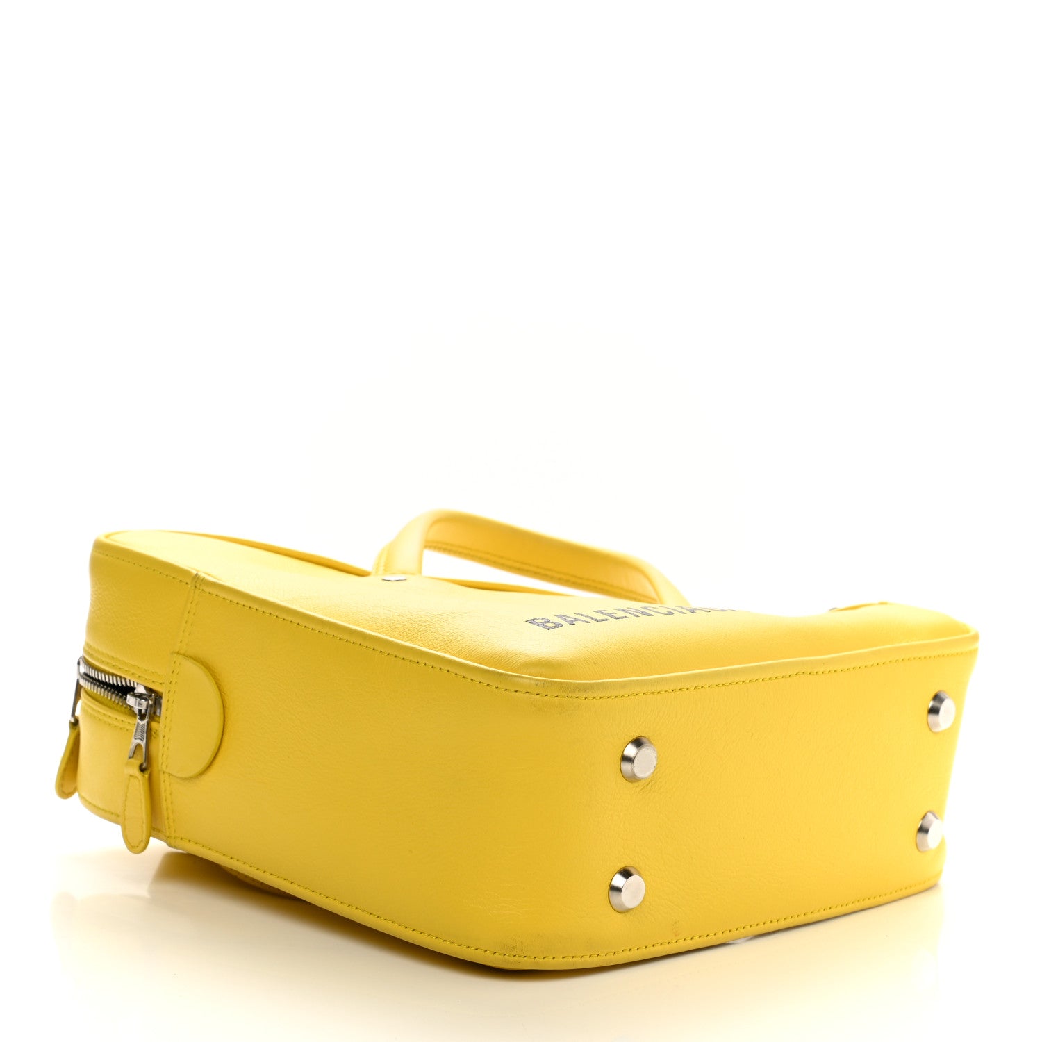 Balenciaga Shiny Day Calfskin Logo S Triangle Duffle Jaune Black 8 of 25
