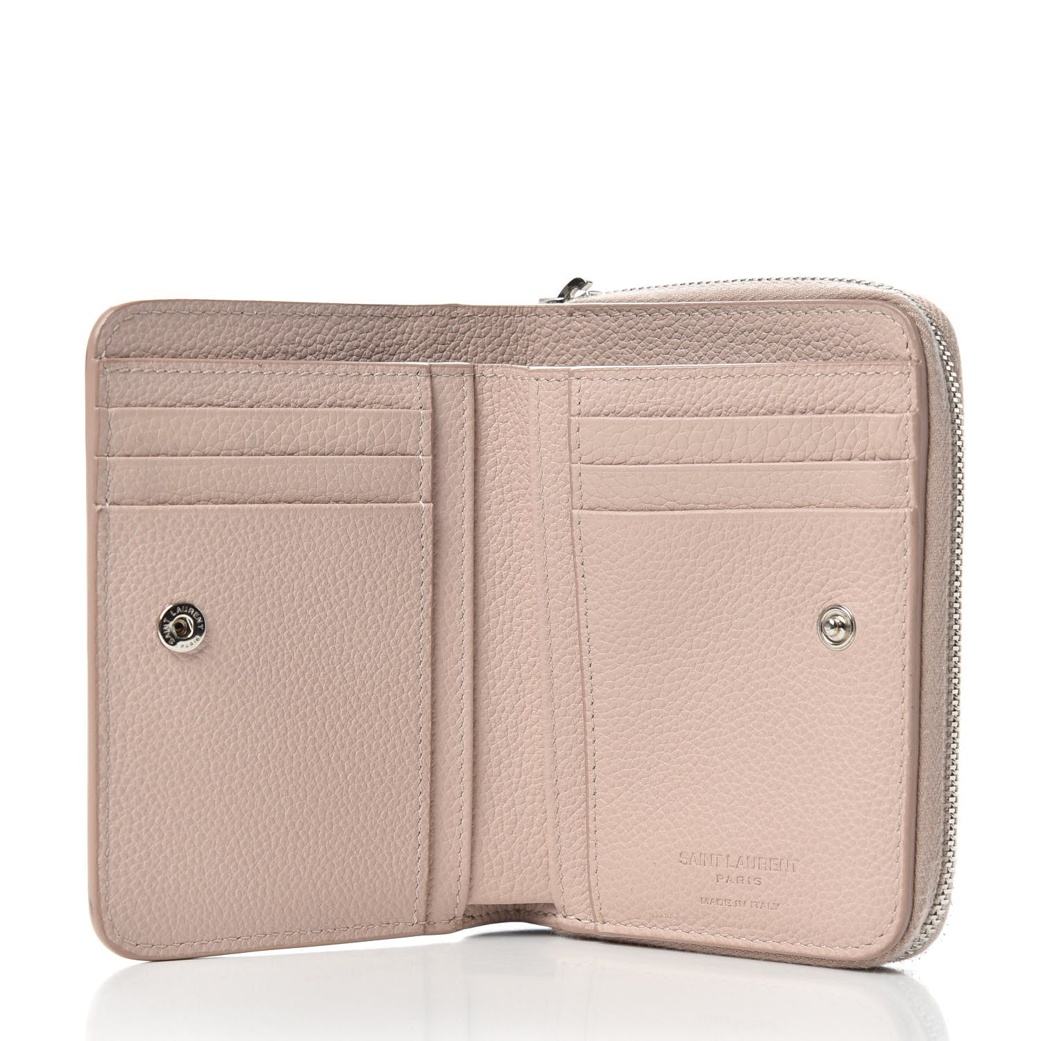 Saint Laurent Grained Calfskin Rive Gauche Compact Zip Around Wallet Pink 6 of 7