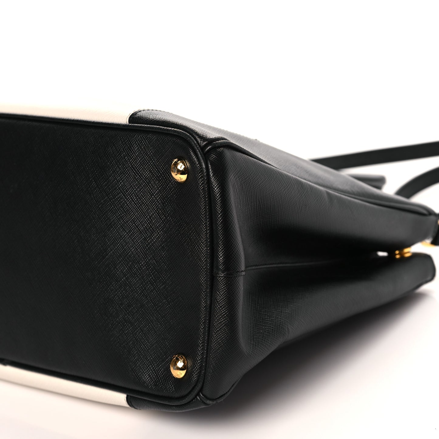 Saffiano Lux Colorblock Medium Galleria Double Zip Tote Black Talco