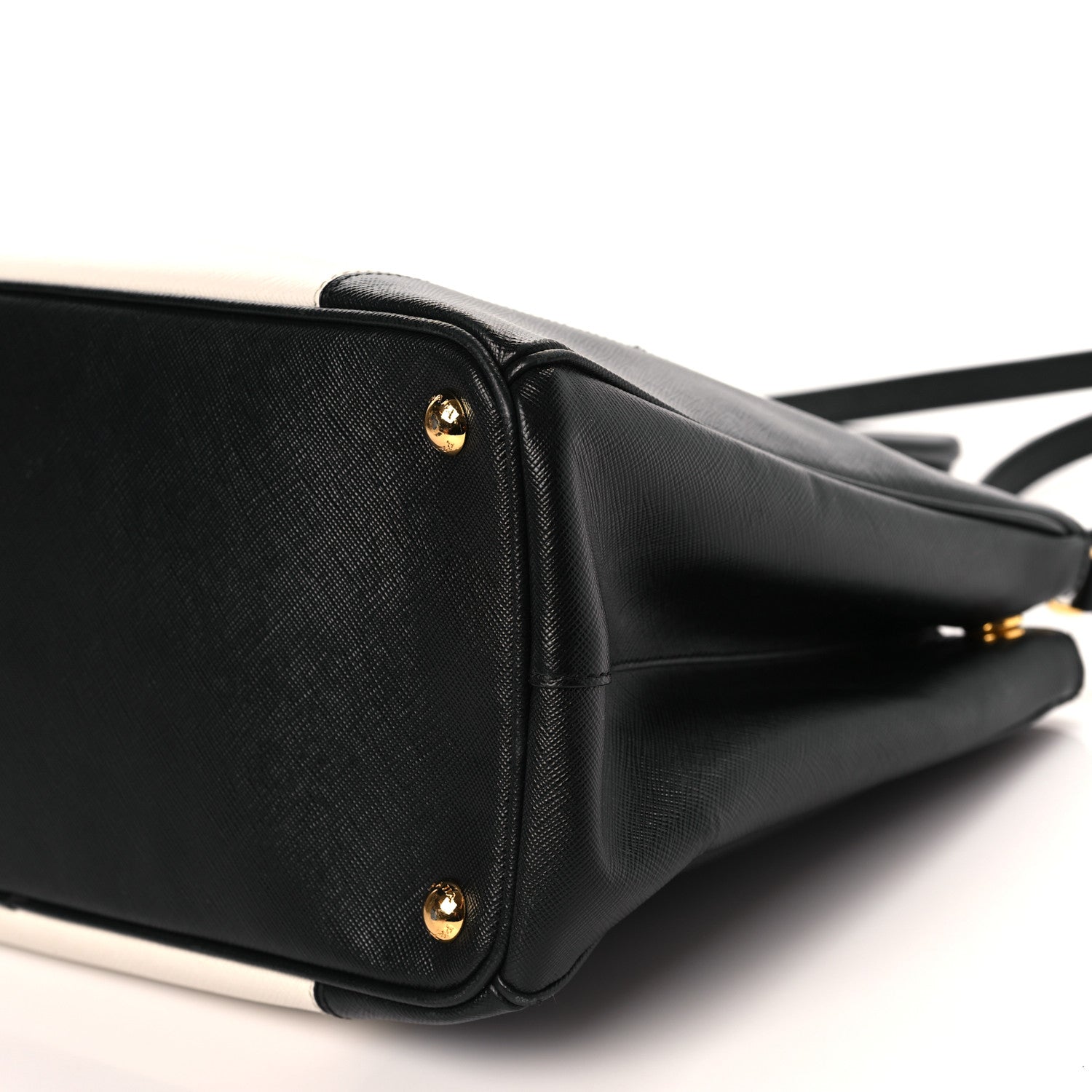 Prada Saffiano Lux Colorblock Medium Galleria Double Zip Tote Black Talco 8 of 12