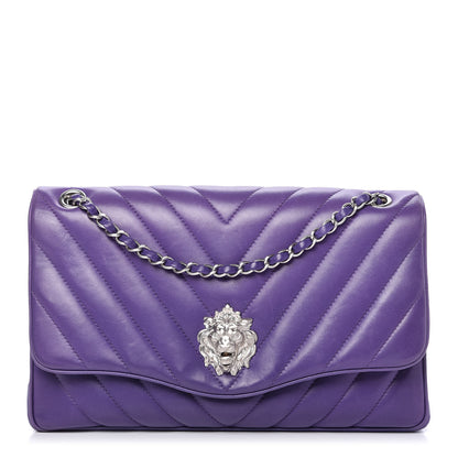 Chanel Lambskin Chevron Jumbo Leo Lion Flap Violet Fonce 1 of 10