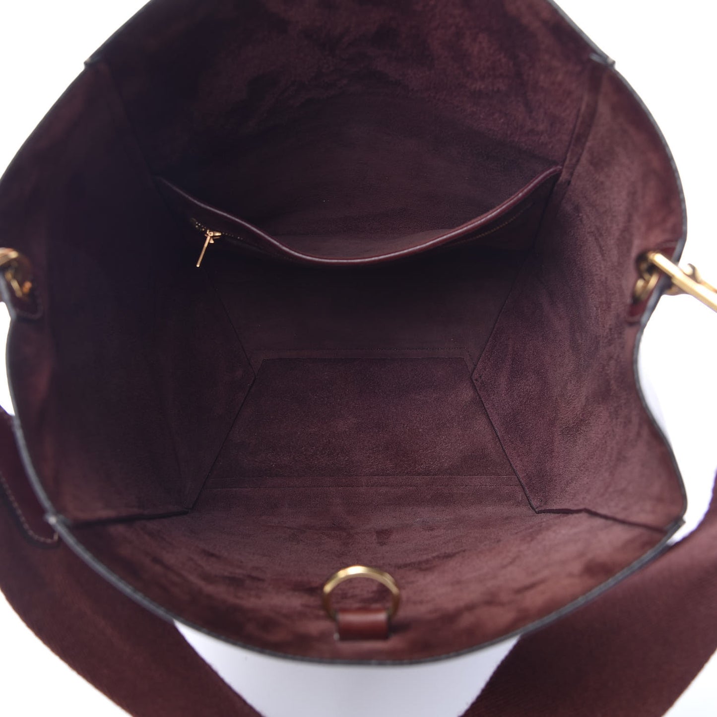 Natural Calfskin Sangle Bucket Bag Burgundy