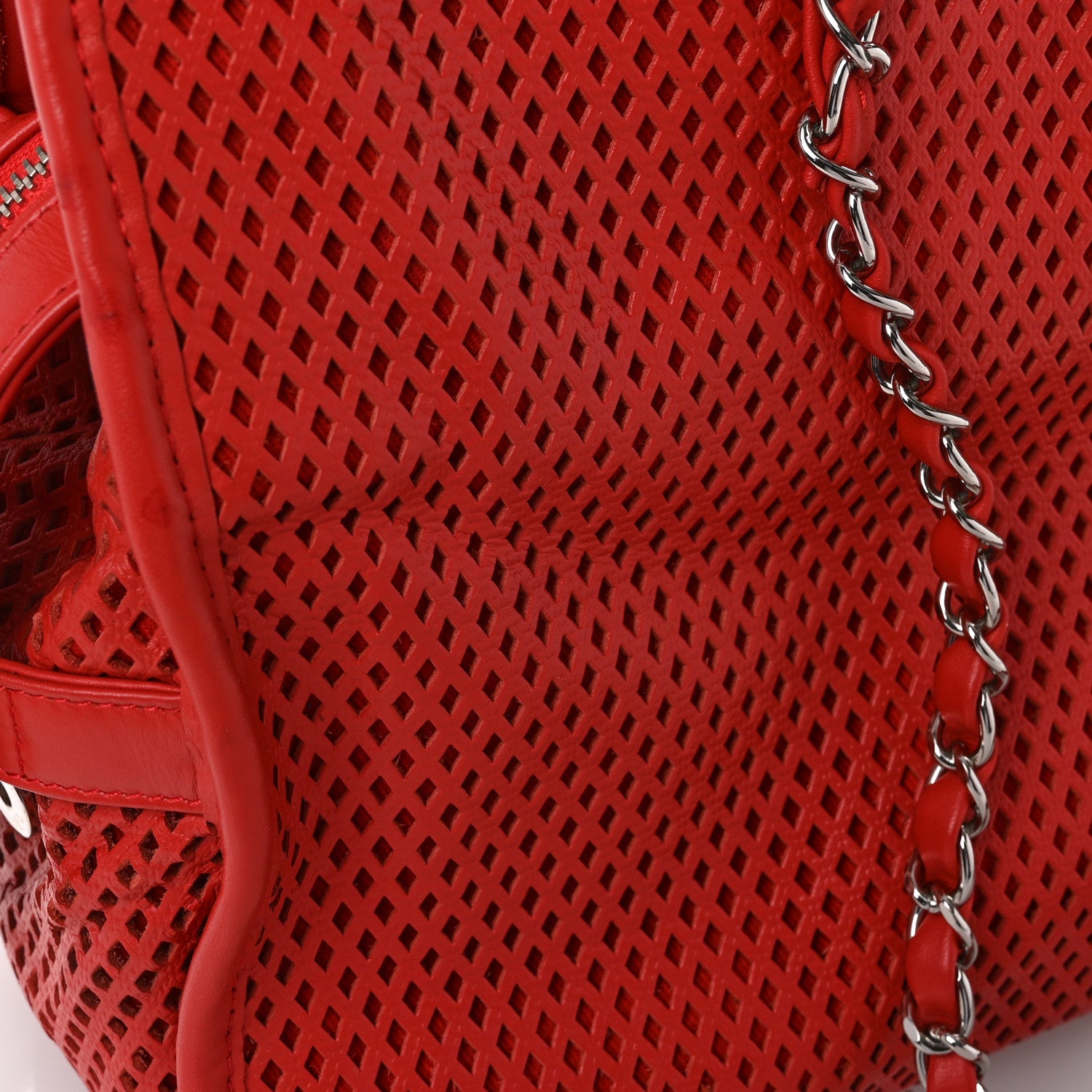 Chanel Calfskin Perforated Up In The Air East West Tote Red 13 of 13