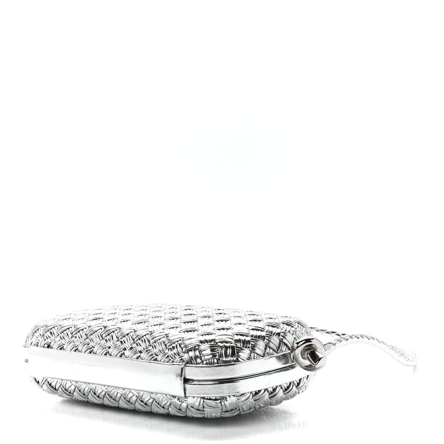 Bottega Veneta Metallic Calfskin Intrecciato Knot On Strap Silver 8 of 10