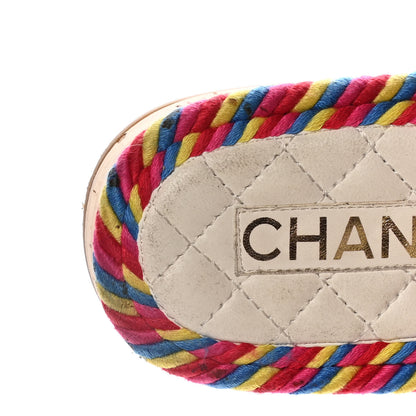 Chanel Cord Lambskin Quilted Logo Sandals 37 Multicolor 15 of 15