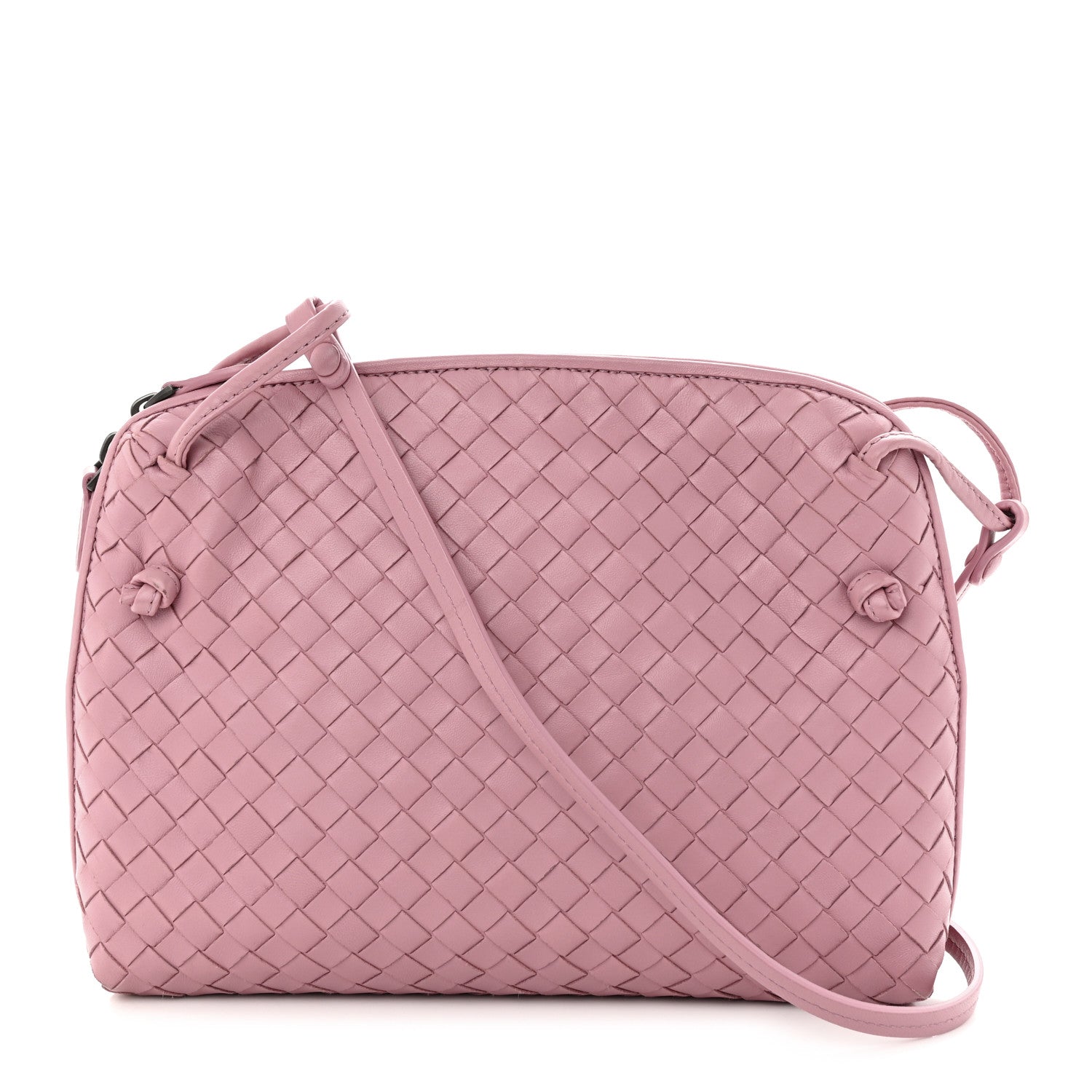 Bottega Veneta Nappa Intrecciato Nodini Crossbody Messenger Rose Pink 3 of 12