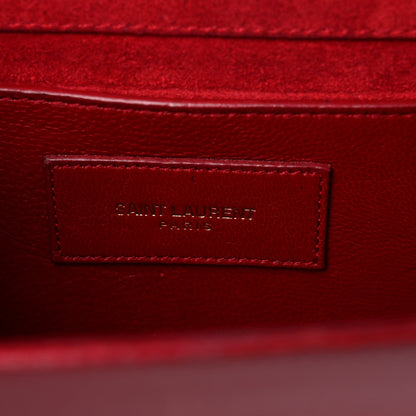 Saint Laurent Grain De Poudre Small Monogram Kate Satchel Red 6 of 12