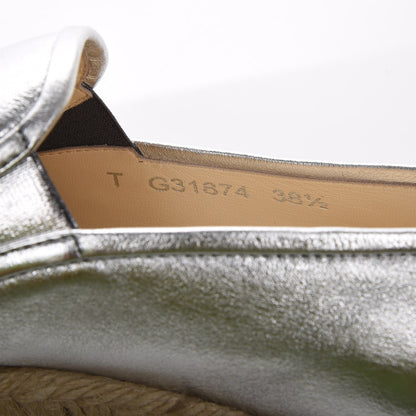 Chanel Crumpled Lambskin CC Mocassin Loafer Espadrilles 38.5 Silver 6 of 7