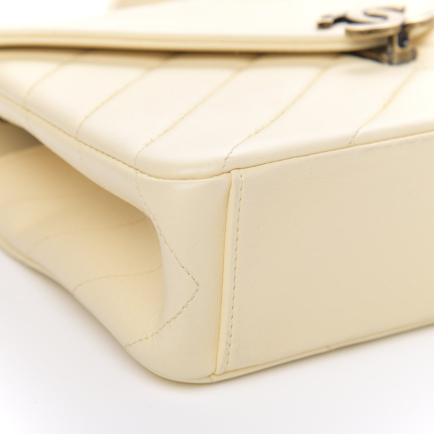 Chanel Lambskin Chevron Quilted Envelope Flap White 8 of 15
