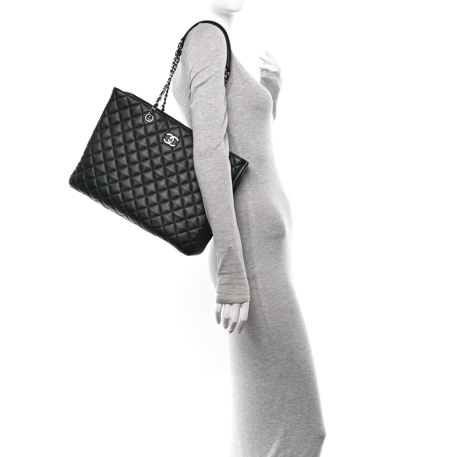 Chanel Calfskin Quilted Large Classic Shopping Tote Black 2 of 10