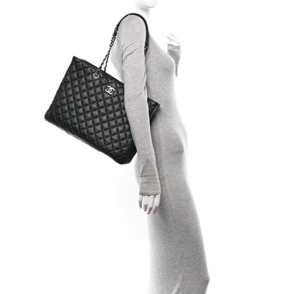 Chanel Calfskin Quilted Large Classic Shopping Tote Black 2 of 10