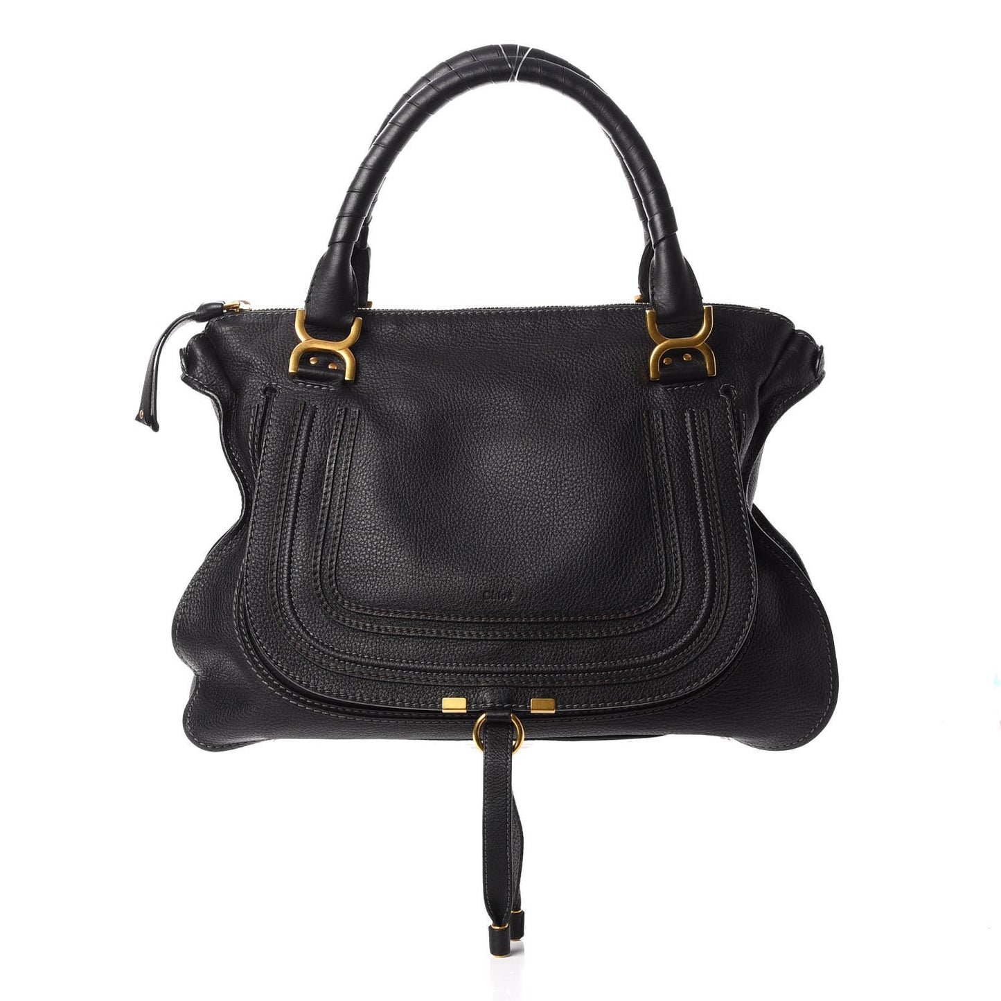 Calfskin Large Marcie Satchel Black