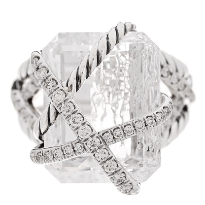 David Yurman Sterling Silver Diamond Quartz 18mm Cable Wrap Ring 56 7.5 1 of 6